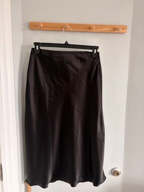 Black Satin Midi Skirt